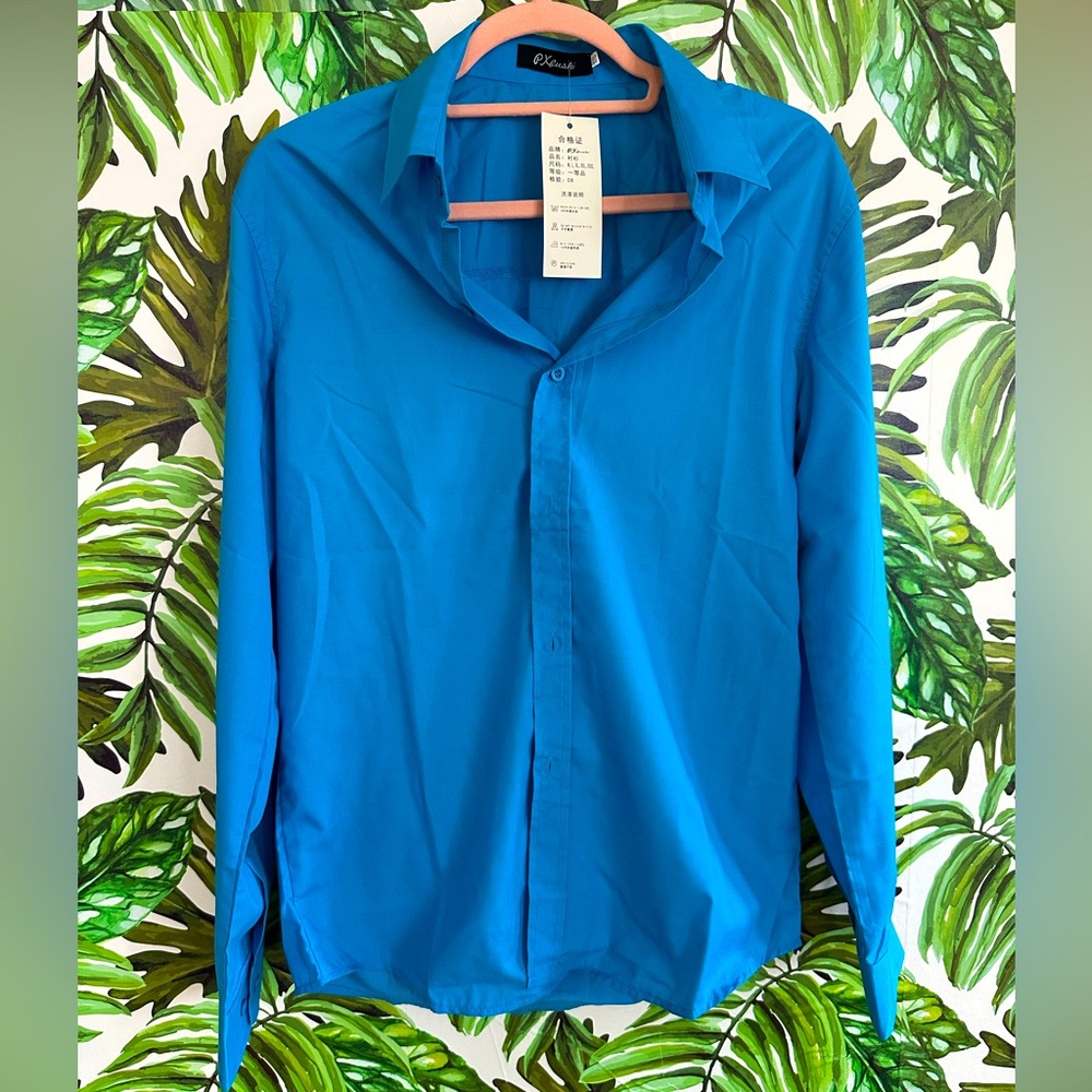 NWT Men's Blue Dress Shirt, size XXL